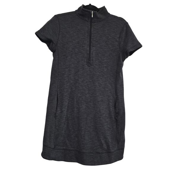 Women's  Quarter Zip Sweater Dress Gray Short Sleeve S Casual Winter Layering - Picture 1 of 9